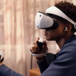 A lady with Sony PlayStation VR2 Headset