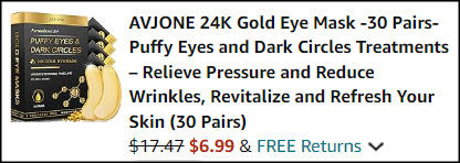 AVJONE 24K Gold Eye Mask 30 Pairs Checkout