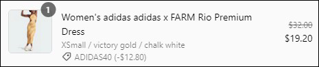 Adidas Dress Final Price at Checkout