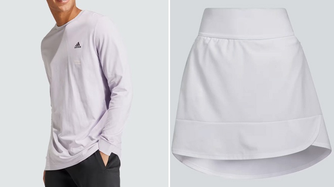 Adidas Mens Long Sleeve Graphic Tee and Adidas Womens Frill Skort