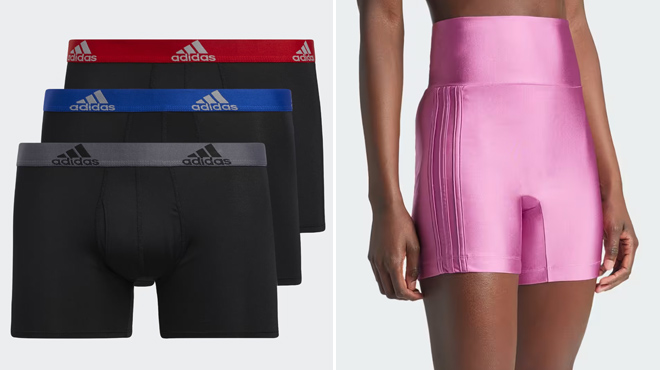 Adidas Mens Performance Trunks and 3 stripes Spandex Cycling Shorts