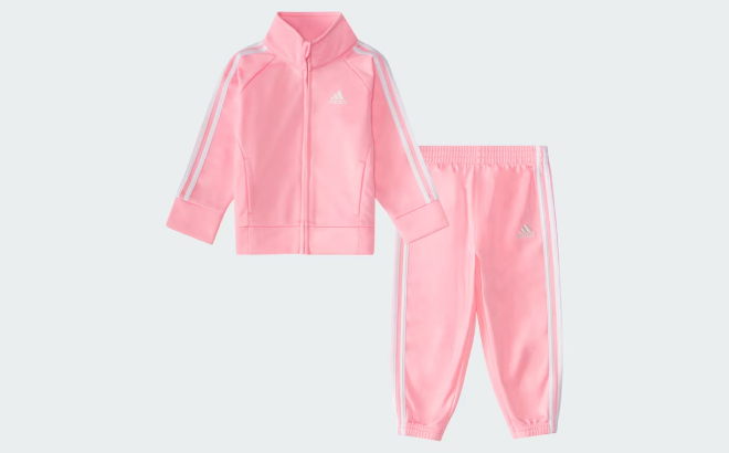 Adidas REPL Tricot Baby Girls Track Set in Light Pink Color