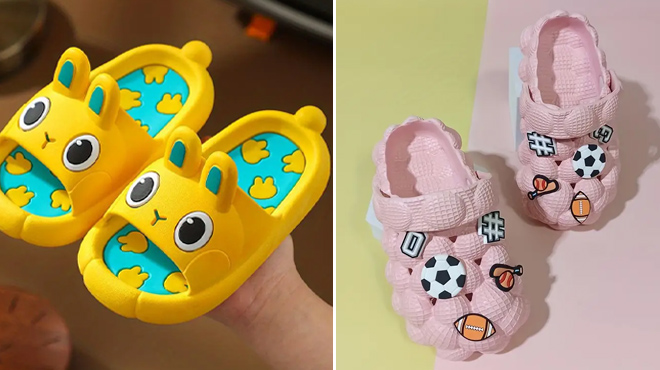 Adorable Girls Rabbit Toddler Slippers and Kids Cartoon Character Bubble Clog Shoes