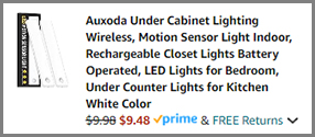 Auxoda Under Cabinet Lighting Wireless Motion Sensor Light on Amazon