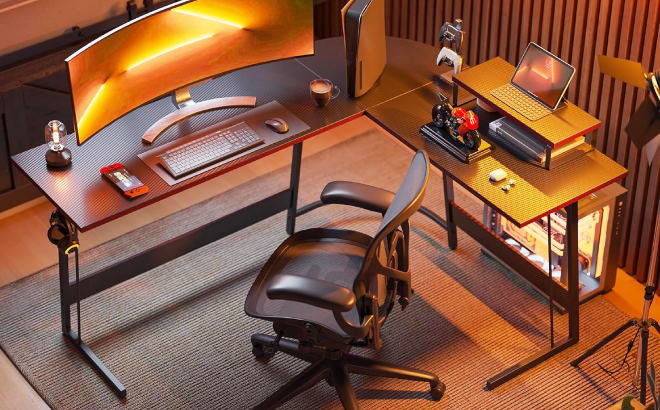 Banti L Shaped Gaming Computer Office Desk