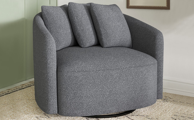 Beautiful by Drew Barrymore Swivel Chair in Charcoal Color