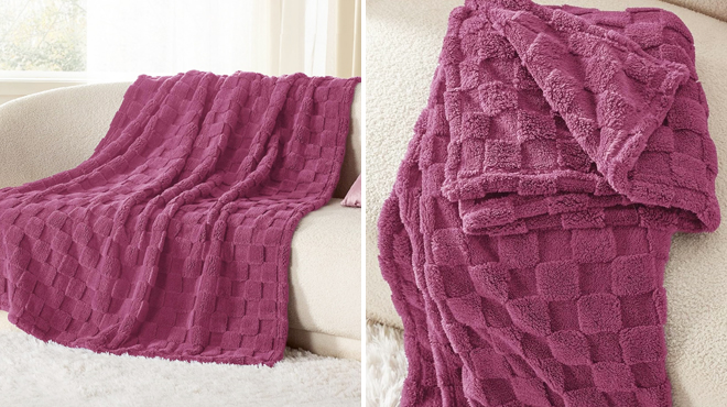 Bedsure Rose Pink Fleece Blanket