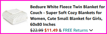 Bedsure White Fleece Twin Blanket Checkout Screen