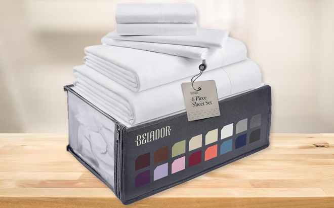 Belador 6 Piece Silky Soft Queen Sheet Set in a Box