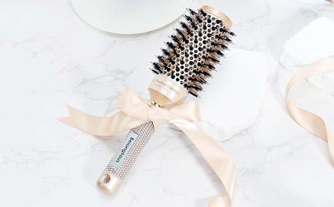 Belongtous Round Brush Nano Thermal Ceramic Ionic Tech Round Barrel Boar Bristles Hair Brush Roller Brush for Blow Drying