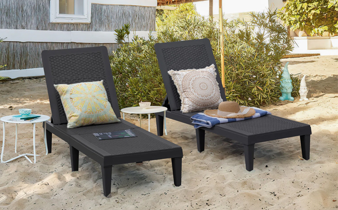 Black Alharby Outdoor Chaise Lounge 2 Piece Set