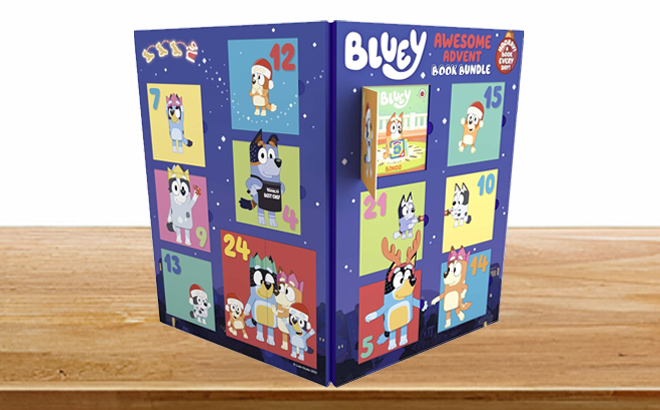 Bluey Awesome Advent Book Bundle on a Table