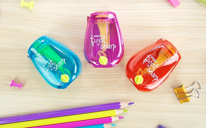 Bostitch Office Twist n Sharp Pencil Sharpener for Kids Colored Pencils