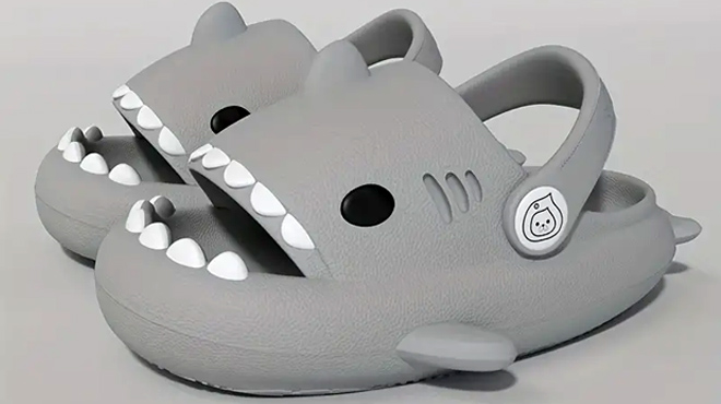 Boys Adorable EVA Shark Sandals light grey