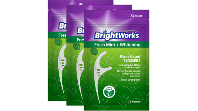 BrightWorks 225 Count Fresh Mint Whitening Dental Flossers