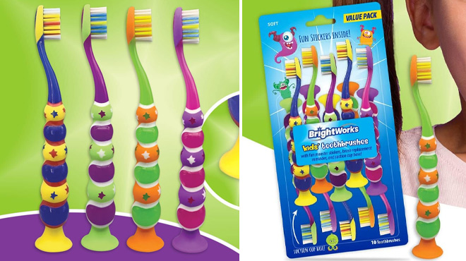 BrightWorks Kids Suction Cup Toothbrushes