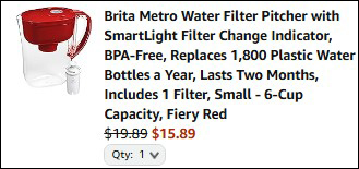 Brita Walter Filter Pitcher Final Price