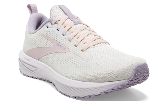 Brooks Womens Revel 6 Running Shoe in White Purple