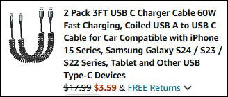 Car Chargers Final Price at Checkout