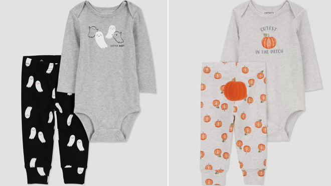 Carters Ghost Top Bottom Set and Carters Pumpkins Top Bottom Set