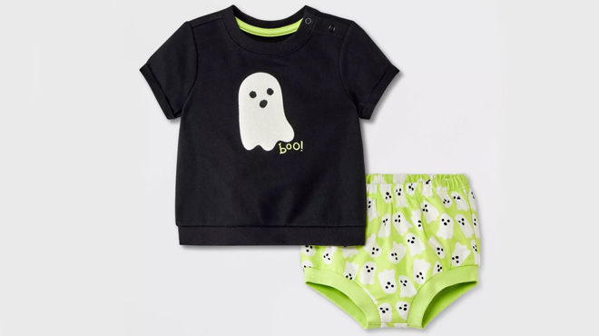 Cat Jack Halloween Ghost Top Bloomer Set