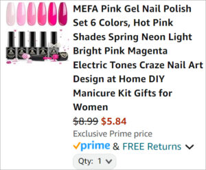 Checkout page of 6 Piece Nail Polish Set