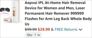 Checkout page of Aopvui IPL Laser Hair Removal Device