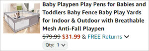 Checkout page of Baby Playpen 1