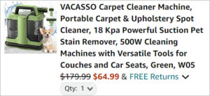 Checkout page of Carpet Cleaner Machine