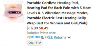 Checkout page of Cordless Heating Pad