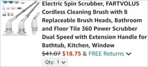 Checkout page of Electric Spin Scrubber