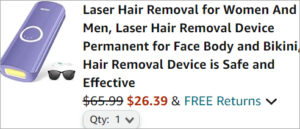 Checkout page of Laser Hair Removal Device