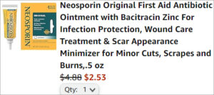 Checkout page of Neosporin First Aid Antibiotic Ointment