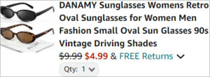 Checkout page of Retro Oval Sunglasses 2 Pack