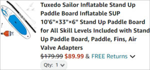 Checkout page of Tuxedo Sailor Inflatable Stand Up Paddle Board