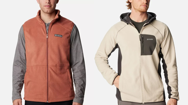 Columbia Mens Castle Dale Fleece Vest and Columbia Mens Outdoor Tracks Full Zip Jacket