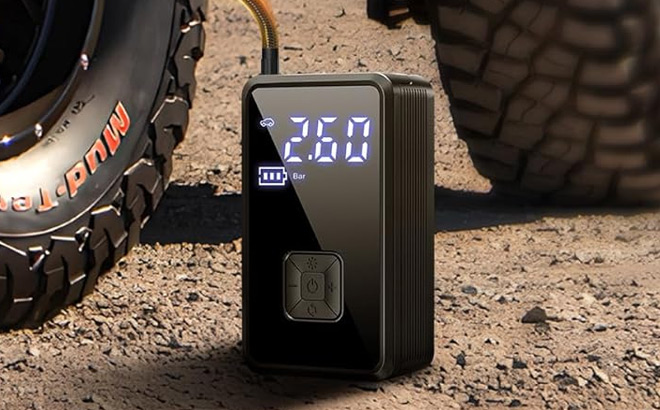 Cordless Tire Inflator on the Ground