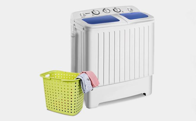 Costway 17 6lb Portable Mini Compact Twin Tub Washing Machine Washer Spin Dryer