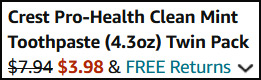 Crest Pro Health Toothpaste 2 Pack Order Summary