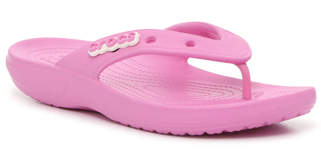 Crocs Womens Classic Flip Flops in Taffy Pink Color