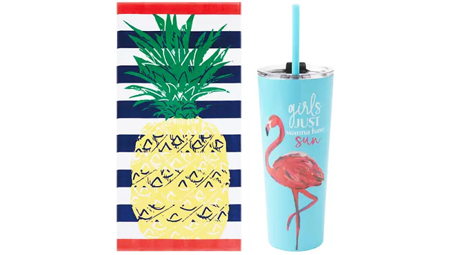 Crown Ivy Pineapple Striped Beach Towel