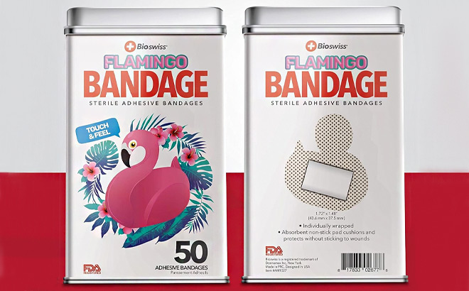 Cute Colorful 100 Count Childrens Bandages in Flamingo Design