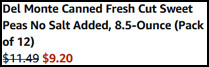 Del Monte Canned Fresh Cut Sweet Peas Order Summary