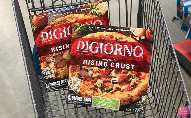DiGiorno Rising Crust Pizzas in a Cart at Walgreens