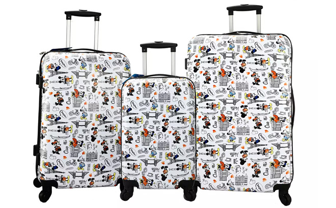 Disneys Mickey Mouse 3 Piece Hardside Spinner Luggage Set