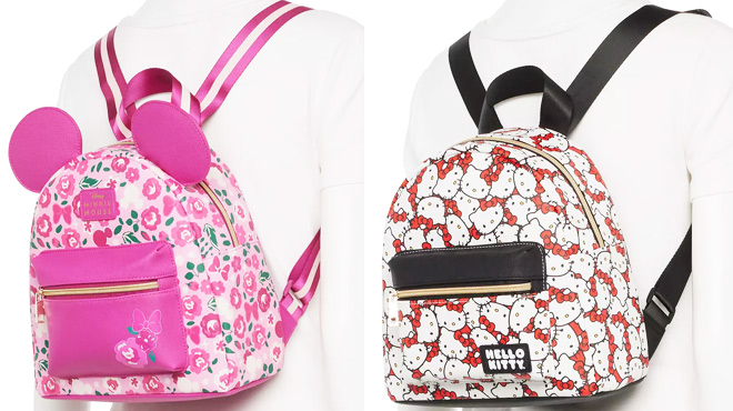 Disneys Minnie Mouse Pink Floral Print Mini Backpack