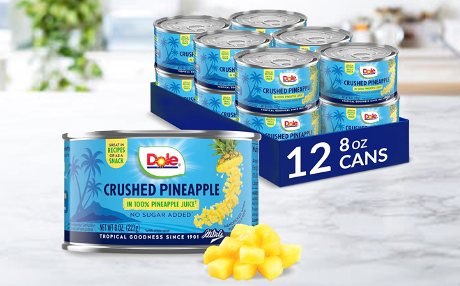 Dole Canned Fruit Crushed Pineapple 12 Cans