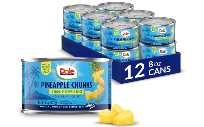 Dole Pineapple Chunks Canned Fruit 12 Pack