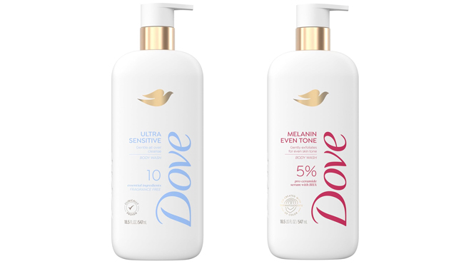 Dove Fragrance Free Body Wash and Dove Exfoliating Body Wash