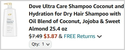 Dove Ultra Care Shampoo Checkout